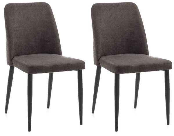 Set 2 Sedie 46x52x87 cm in Microfibra Marrone