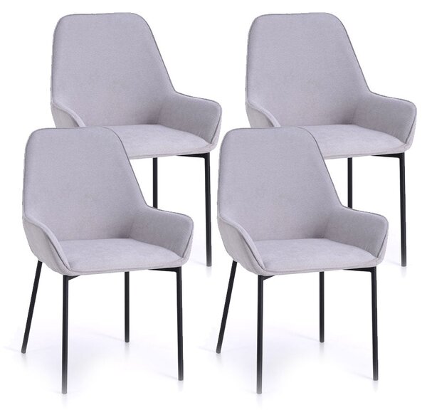 Set 4 Sedie 54x53x89 cm in Similpelle Grigio Chiaro
