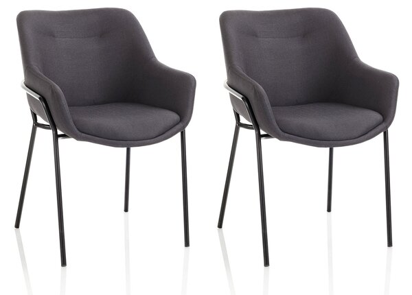 Set 2 Sedie Imbottite 80x54x84 cm in Tessuto Nero