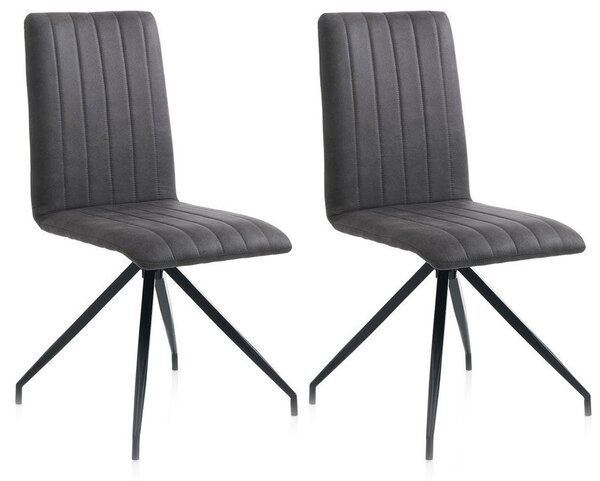 Set 2 Sedie 44x50x90,5 cm in Similpelle Grigio