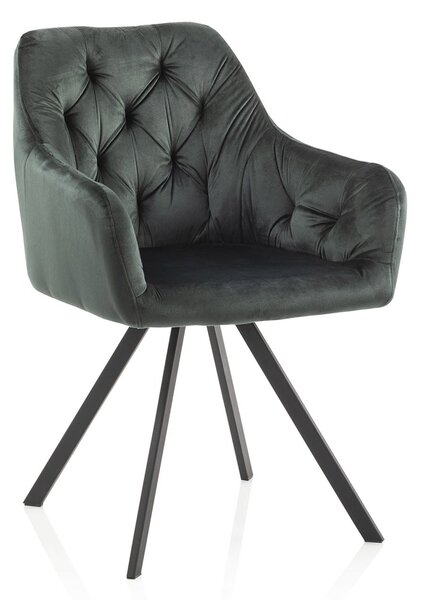 Set 2 Sedie Imbottite 58x57x84 cm in Velluto Verde