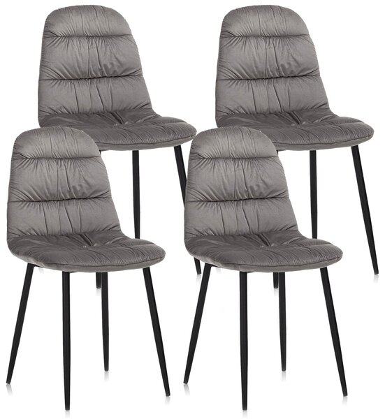 Set 4 Sedie 44x40x90 cm in Velluto Grigio