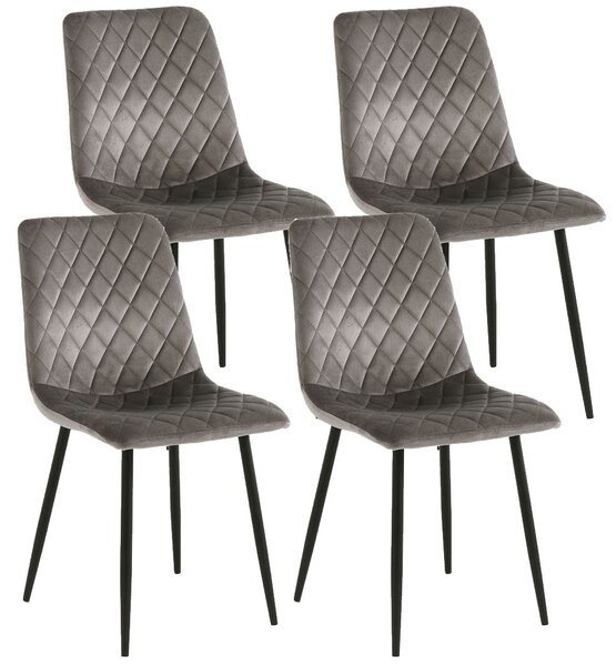 Set 4 Sedie 44x50x88 cm in Velluto Grigio