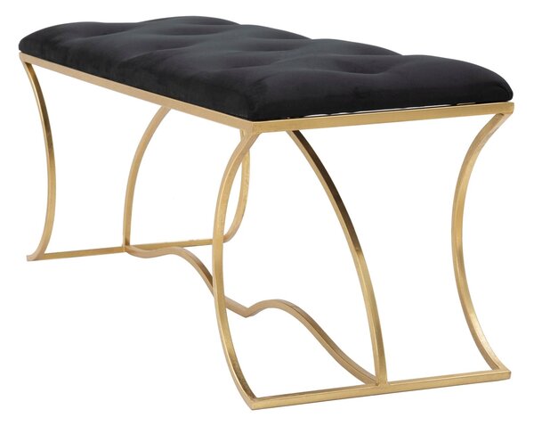 Panca Sunshine 120x40x45 cm in Ferro e Specchio Oro e Nero