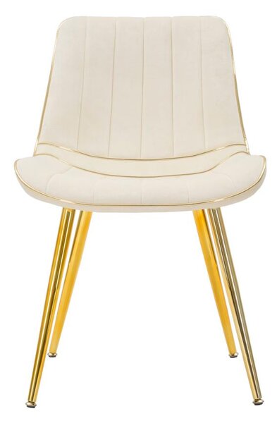 Set 2 Sedie Imbottite 51x59x79 cm in Poliestere Paris Crema e Oro