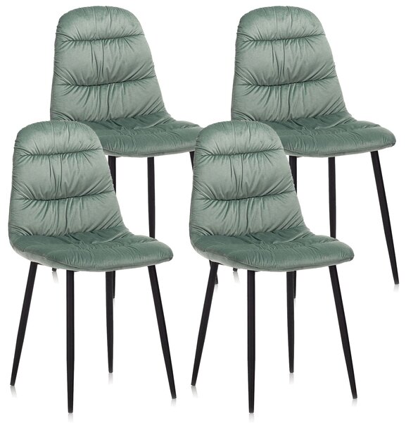 Set 4 Sedie 44x40x90 cm in Velluto Acquamarina