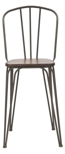 Set 2 Sedie 54x45x102 cm Bar Harlem in Ferro e Legno Grigio