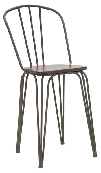 Set 2 Sedie 54x45x102 cm Bar Harlem in Ferro e Legno Grigio