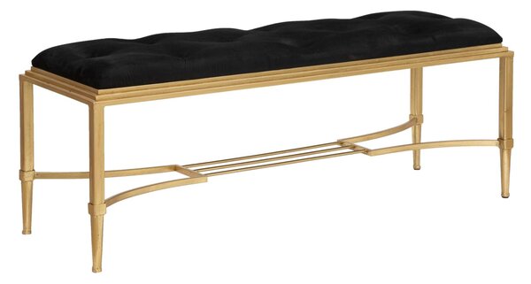 Panca Roman 120x40x45 cm in Ferro e MDF e Spugna e Poliestere Oro e Nero
