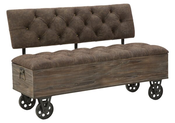 Panca Industry 121x52x75 cm Legno di Abete e in Ferro e Spugna e MDF e PU