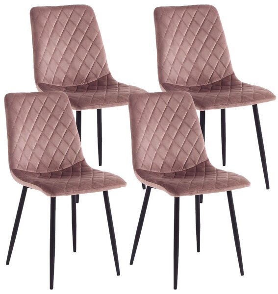 Set 4 Sedie 44x50x88 cm in Velluto Rosa