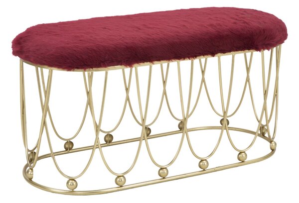 Panca Amelie Bordeaux 91,5x40,5x46 cm in Ferro e Spugna e Poliestere Bordeaux e Oro