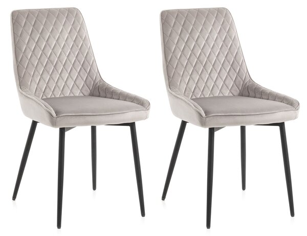 Set 2 Sedie 46,5x48x84,5 cm in Velluto Grigio