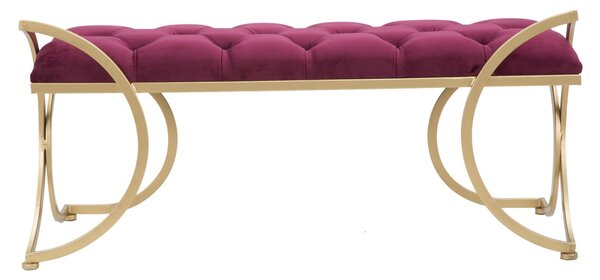 Panca Glam Luxy Bordeaux 103x43x47 cm in Ferro e MDF e Spugna e Poliestere Bordeaux e Oro