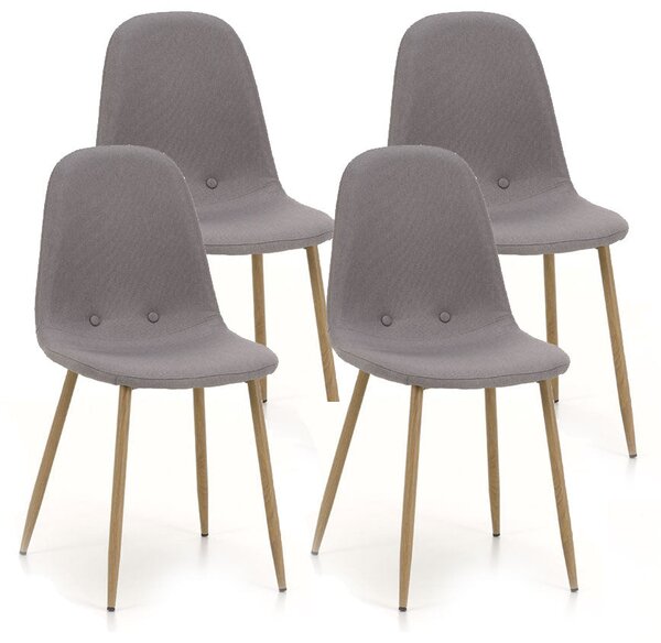 Set 4 Sedie 43,5x41,5x87,5 cm in Tessuto Grigio Chiaro