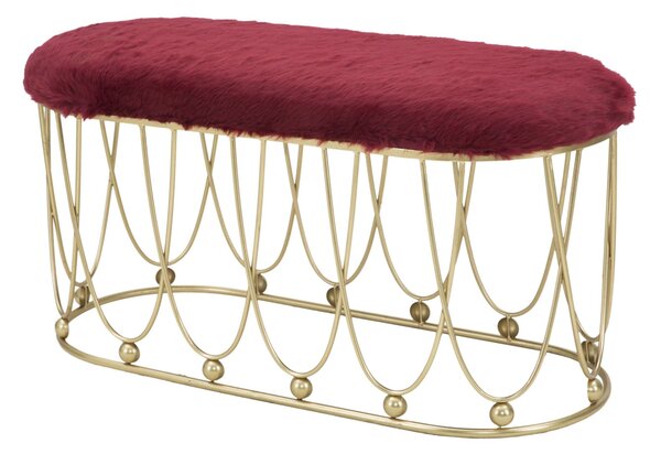 Panca Amelie Bordeaux 91,5x40,5x46 cm in Ferro e Spugna e Poliestere Bordeaux e Oro