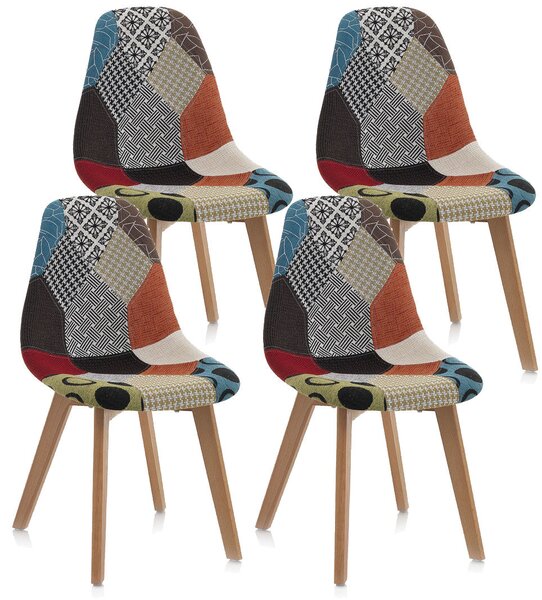 Set 4 Sedie 47,5x43x82,5 cm in Tessuto Patchwork