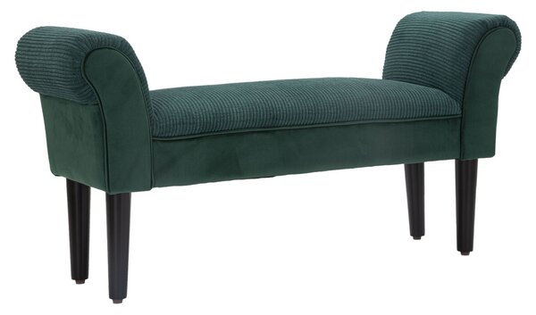 Panchetta Velvet Crema 102x31x51 cm Legno e Poliestere Verde e Nero