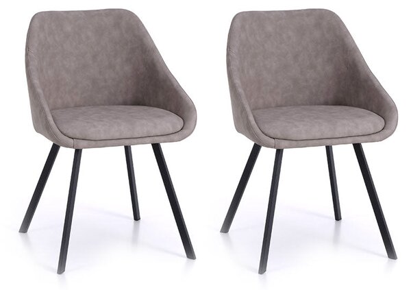 Set 2 Sedie 51x44x77 cm in Similpelle Tortora