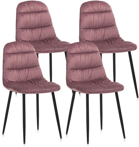 Set 4 Sedie 44x40x90 cm in Velluto Rosa