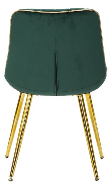 Set 2 Sedie Imbottite 51x59x79 cm in Poliestere Paris Verde e Oro