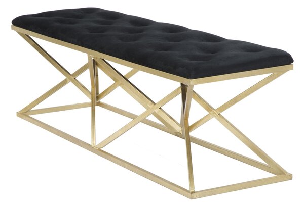 Panca Piramid Doppia 140x40x45 cm in Ferro e Spugna e Poliestere Nero e Oro