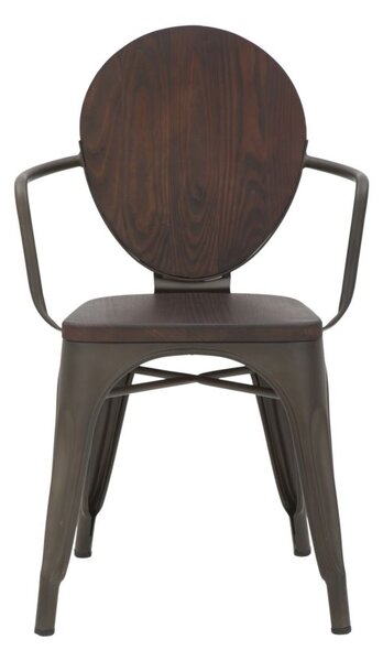 Set 2 Sedie 54x51x83 cm Harlem in Ferro e Legno Naturale e Grigio