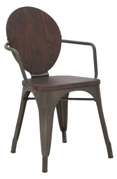 Set 2 Sedie 54x51x83 cm Harlem in Ferro e Legno Naturale e Grigio