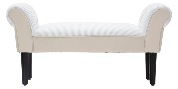 Panchetta Velvet Crema 102x31x51 cm Legno e Poliestere Crema e Nero