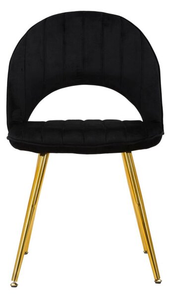 Set 2 Sedie Imbottite 52x48x78 cm in Tessuto Velluto Flex Nero e Oro