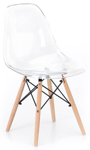 Set 4 Sedie 46x47x82 cm in Legno e Policarbonato Trasparente