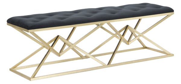 Panca Piramid Doppia 140x40x45 cm in Ferro e Spugna e Poliestere Nero e Oro