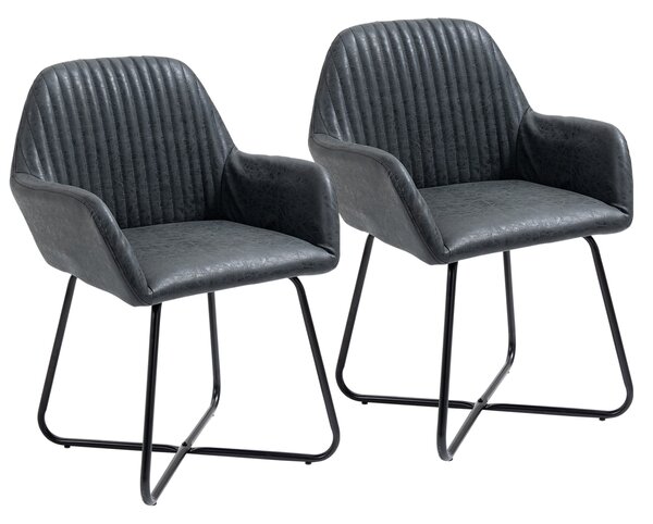 Set 2 Sedie Imbottite 60x56,5x85 cm in Similpelle Nere