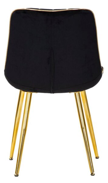 Set 2 Sedie Imbottite 51x59x79 cm in Poliestere Paris Nero e Oro