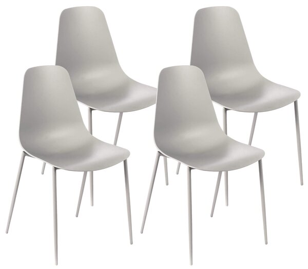 Set 4 Sedie 49x48,5x88 cm in Polipropilene Grigio Chiaro