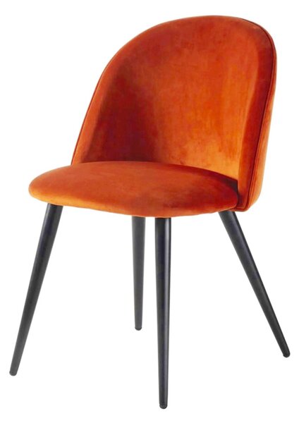 Set 4 Sedie Imbottite 49x52x79 cm in Velluto Arancio e Nero