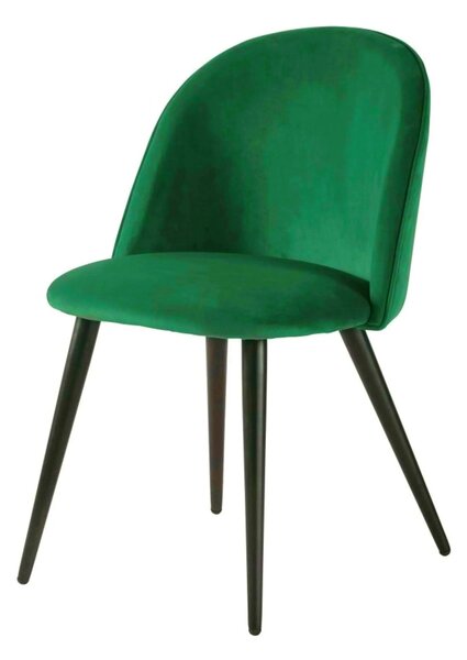 Set 4 Sedie Imbottite 49x52x79 cm in Velluto Verde e Nero