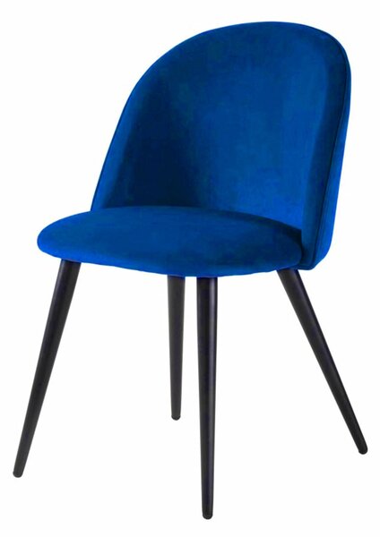 Set 4 Sedie Imbottite 49x52x79 cm in Velluto Blu e Nero