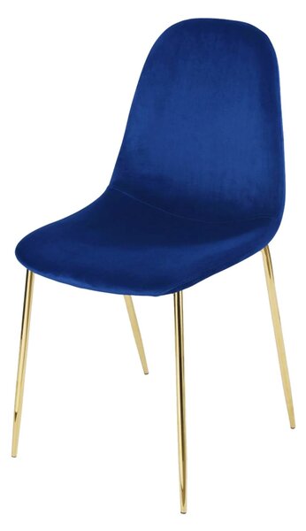 Set 4 Sedie Imbottite 44x55x86 cm in Velluto Blu e Oro