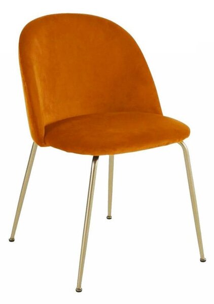 Set 4 Sedie Imbottite 49x52x79 cm in Velluto Arancio e Oro