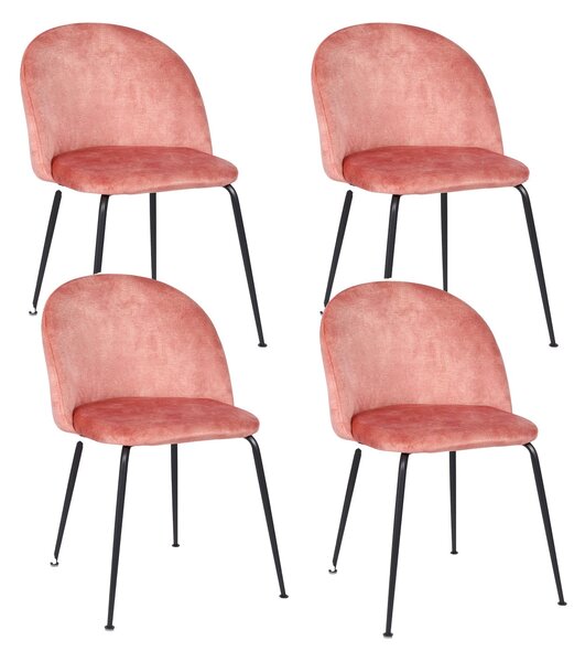 Set 4 Sedie Imbottite 45x55x79 cm in Velluto Rosa Chiaro
