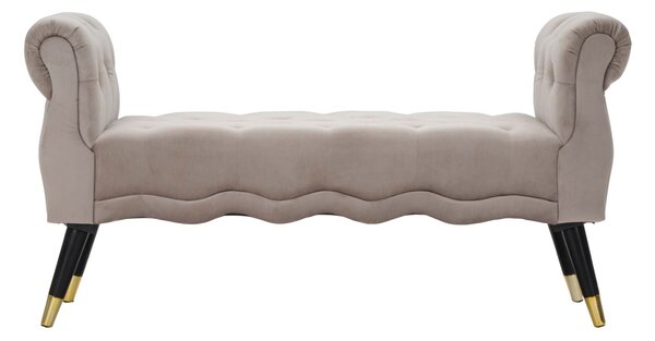 Panchetta Paris 120x40x60 cm in Legno Spugna Metallo e Poliestere Grigio Nero e Oro