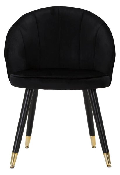 Sedia Loty Nera 57x58x80 cm in Legno e Velluto Nero e Oro