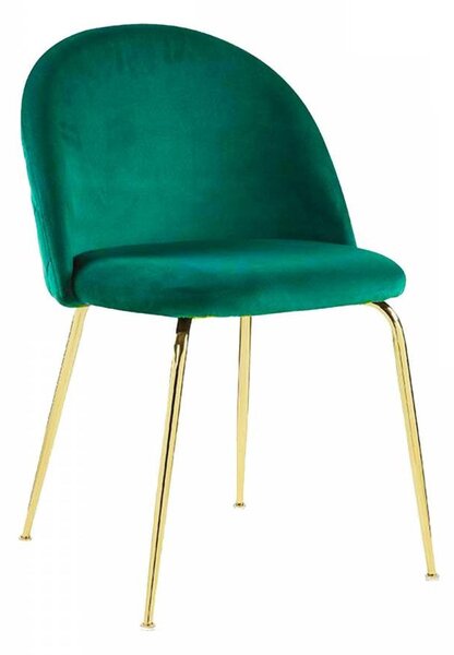 Set 4 Sedie Imbottite 49x52x79 cm in Velluto Verde e Oro