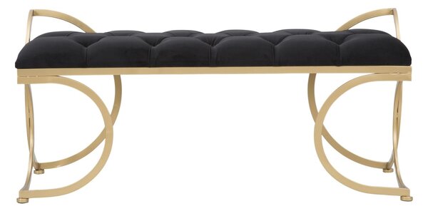 Panca Glam Luxy Nera 103x43x47 cm in Ferro e MDF e Spugna e Poliestere Nero e Oro
