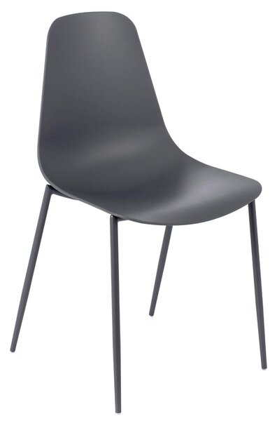 Set 4 Sedie 49x48,5x88 cm in Polipropilene Grigio Scuro