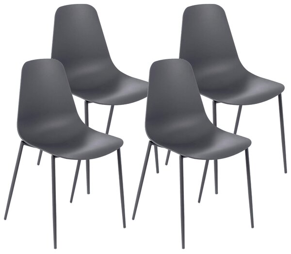 Set 4 Sedie 49x48,5x88 cm in Polipropilene Grigio Scuro