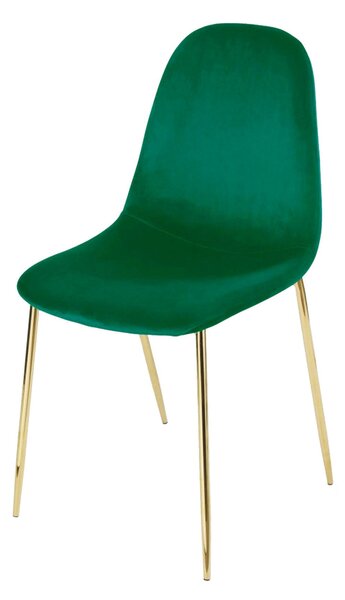 Set 4 Sedie Imbottite 44x55x86 cm in Velluto Verde e Oro