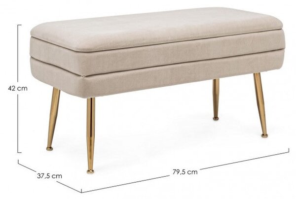 Panca Contenitore Pavlina in Tessuto effetto Velluto Beige