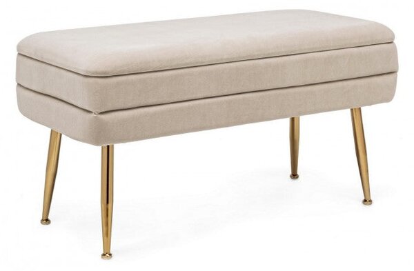 Panca Contenitore Pavlina in Tessuto effetto Velluto Beige